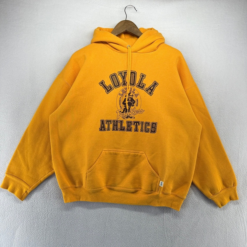 Vintage University Of Loyola Chicago Hoodie Men's XL Yellow Discus USA Ramblers